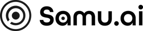 Samu.ai company logo with stylized circular icon and text.