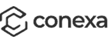 Conexa company logo with a stylized hexagon icon to the left of the company name.