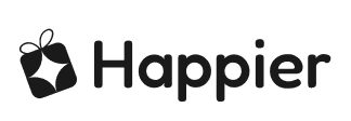 Happier company logo with a stylized heart symbol.